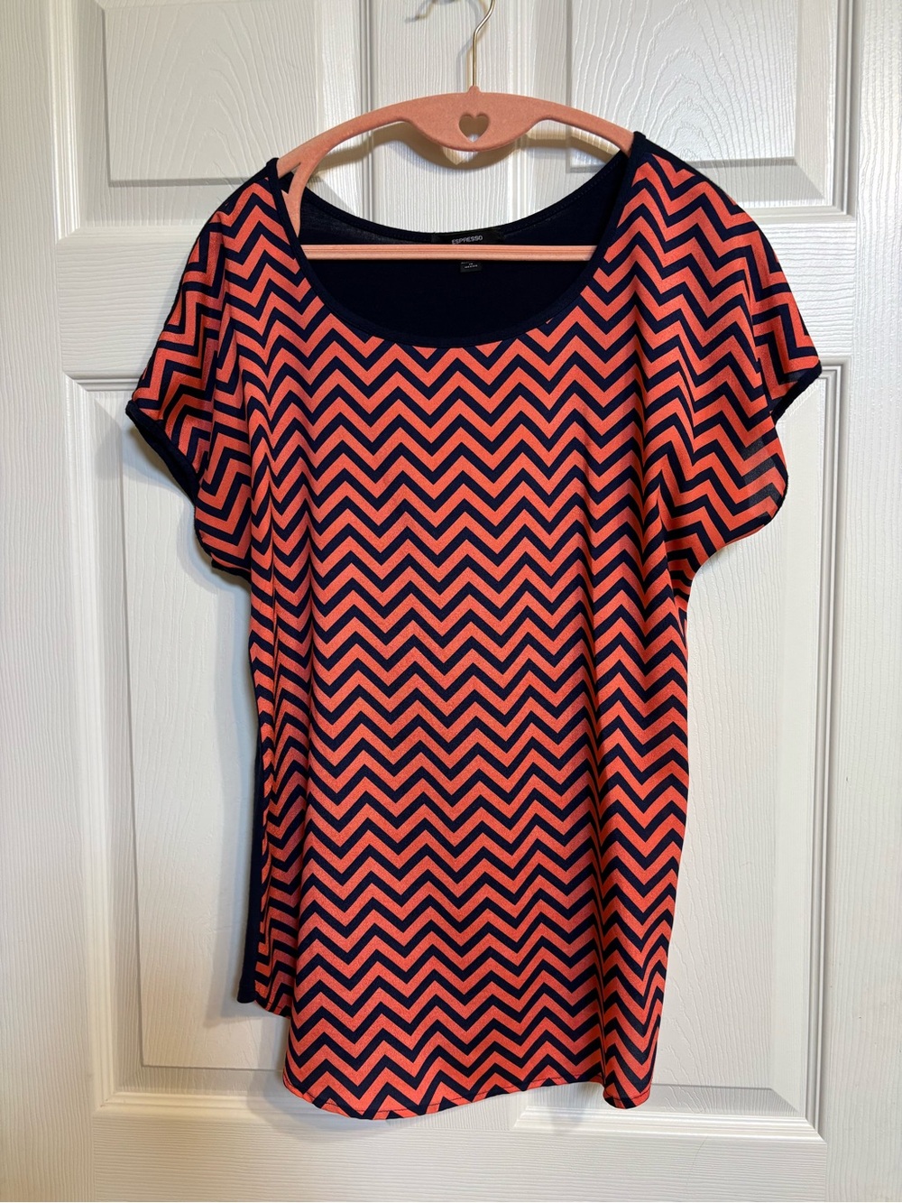 Espresso Coral and Navy Chevron Short-Sleeve Tee